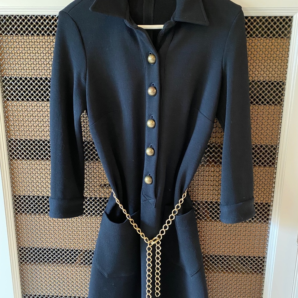 J&M Davidson Black Wool Mini Dress